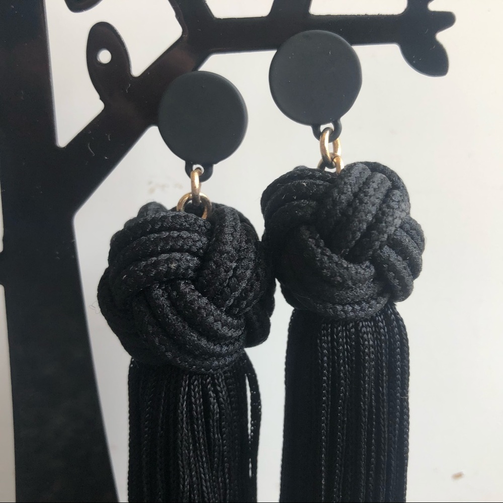 Bimba Y Lola Black Tassel Earrings - Picture 8 of 8